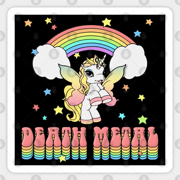 Death Metal Unicorn Rainbow Graphic Design #2 Magnet by DankFutura